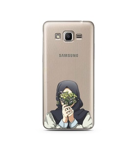 Kapalı Çiçekli Kız Tasarımlı Süper Şeffaf Silikon Telefon Kılıfı Samsung J2 Prim