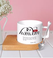 BK Gift Kişiye Özel Mânâ Hemdem Ahşap Altlıklı Seramik Fincan-1 (Beyaz)