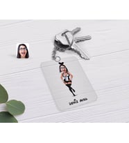 BK Gift Kişiye Özel Tavşan Kız Karikatürlü Şeffaf Pleksi Anahtarlık (Beyaz)