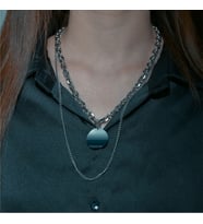 Chavin 2 Zincirli Parlak Bayan Madalyon Çelik Kolye eh03