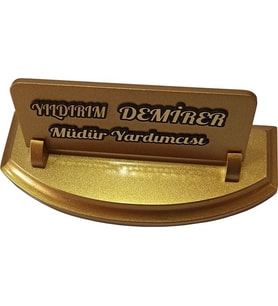 isimlik, ahşap isimlik, ahşap masa isimliği, ofis hediyesi Masa İsimliği,İsimlik (Gold)
