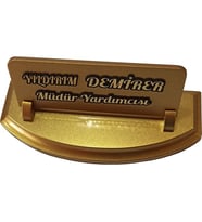 isimlik, ahşap isimlik, ahşap masa isimliği, ofis hediyesi Masa İsimliği,İsimlik (Gold)