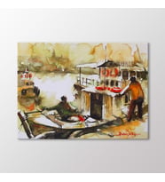 Arty Tablo Suluboya Balıkçılar Tablo (Karışık)