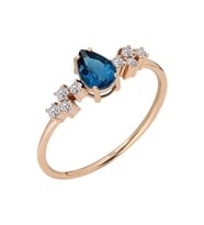 Sirius Pırlanta ve London Blue Topaz Su Damlası Yüzük 0717R0294