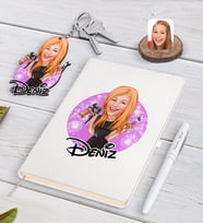BK Gift Kişiye Özel Kadın Güzellik Uzmanı Karikatürlü Beyaz Defter Kalem ve Anahtarlık Hediye Seti-1 (Model 1)