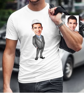 BK Gift Kişiye Özel Bay Mühendis Karikatür Beyaz Tişört  1