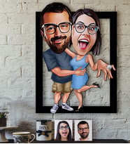 BK Gift Kişiye Özel Evlilik Teklifi Karikatürlü 3D Ahşap Tablo-3