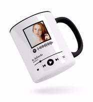 BK Gift Kişiye Özel Spotify Barkodlu Fotoğraflı Siyah Kupa Bardak