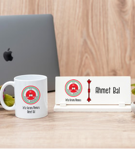 İnfaz Koruma Memuru Beyaz Kupa Bardak Ve Masa İsimliği Seti