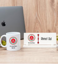 İnfaz Koruma Memuru Beyaz Kupa Bardak Ve Masa İsimliği Seti