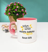 Doğum Günün Kutlu Olsun Tasarımlı Doğum Günü Hediyesi Kupa Bardak Pembe