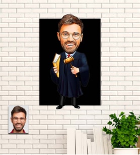Kişiye Özel Hakim Yeni İş Hediyesi Karikatür Ahşap Tablo