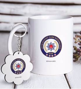 BK Gift Kişiye Özel Mesleki Polis Çevik Kuvvet Beyaz Kupa ve Anahtarlık Hediye Seti-2 (Model 1)