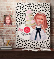 BK Gift Kişiye Özel Kız Çocuk Yaş Karikatürlü Kanvas Tablo 50x70cm-20