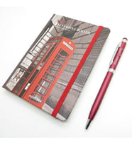 Scrikss Notelook Kırmızı Telefon Defter + İsme Özel Kalem  İsme Özel Hediyelik Set