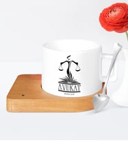 BK Gift Kişiye Özel Mesleki Avukat Ahşap Altlıklı Seramik Fincan  9