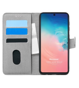 Microsonic Samsung Galaxy S10 Lite Kılıf Fabric Book Wallet Gri