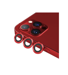 BİNANO Mini Metal Ring Iphone 12 Pro Max Lens Koruyucu 3'lü Takım (Kırmızı)