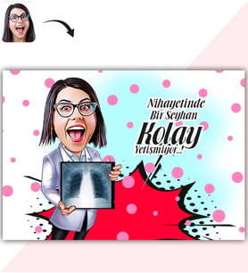 BK Gift Kişiye Özel Bayan Radyoloji Uzmanı Karikatür Baskılı Yaş Pasta İçin Yenilebilir Şekerli Kağıt  1(Sadece Kağıt)