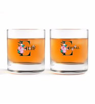 BK Gift Kişiye Özel Renkli Baskılı Harfli İkili Viski Bardağı-1 (Beyaz)