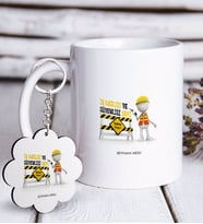 BK Gift Kişiye Özel Mesleki İş Sağlığı ve Güvenliği Şefi Beyaz Kupa ve Anahtarlık Hediye Seti-1 (Model 1)
