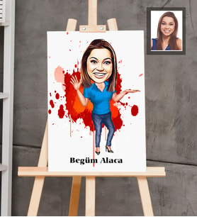 Kişiye Özel Patron Karikatürlü  Ahşap Tablo 30x47 Bayan-12