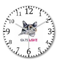 Cats Love Kedi Duvar Saati Bombeli Gercek Cam