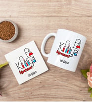 Kimya Öğretmeni Beyaz Kupa Bardak Ve Bardak Altlığı Seti