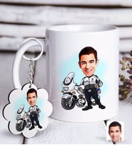 BK Gift Kişiye Özel Erkek Yunus Polis Karikatürlü Beyaz Kupa ve Anahtarlık Hediye Seti-1 (Model 1)