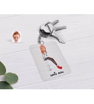 BK Gift Kişiye Özel Kadın Karikatürlü Şeffaf Pleksi Anahtarlık-39 (Beyaz)