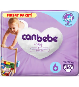 Canbebe Bebek Bezi Beden:6 (15-27Kg) Extra Large 36 Adet Fırsat Pk
