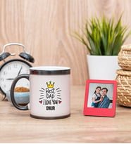 Best Dad Sihirli  Kupa Bardak ve Kırmızı Mini Çerçeve