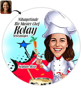 BK Gift Kişiye Özel Bayan Chef Karikatür Baskılı Yaş Pasta İçin Yenilebilir Şekerli Kağıt  1(Sadece Kağıt)
