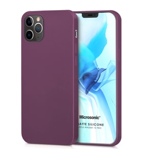 Microsonic Matte Silicone Apple iPhone 12 Pro Kılıf Mor