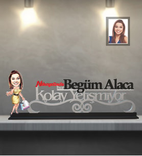 Kişiye Özel Bayan Karikatürlü Kolay Yetişmiyor Ahşap Biblo Model-3