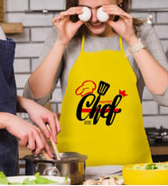 BK Gift Kişiye Özel Chef Sarı Mutfak Önlüğü  3