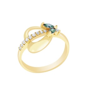 Diamond Line-Gülaylar    14 Ayar  yesil Altin Klasik Bayan Yuzuk