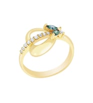 Diamond Line-Gülaylar    14 Ayar  yesil Altin Klasik Bayan Yuzuk