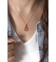 Turuncu Mineli Kilit Gümüş Kolye-Rose