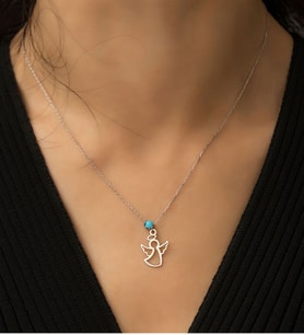 Papatya Silver 925 Ayar Nazar Boncuklu Gümüş Melek Kolye