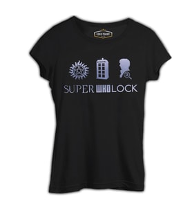 Super Who Lock Siyah Kadın Tshirt