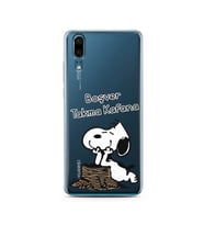 Snoopy Tasarımlı Süper Şeffaf Silikon Telefon Kılıfı Huawei P20 