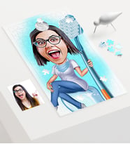 BK Gift Kişiye Özel Kadın Diş Hekimi Karikatür 240 Parça A3 Puzzle  2