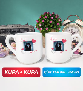 İkili Sevgiliye Sevgililer Günü Hediyesi 7 Kupa Bardak Oval