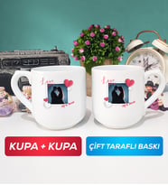 İkili Sevgiliye Sevgililer Günü Hediyesi 7 Kupa Bardak Oval