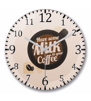 Have Some Milk On Your Coffee Duvar Saati Bombeli Gercek Cam