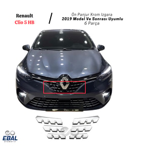 Renault Clio 5 Hb - Ön Panjur Krom Izgara 6 Parça Paslanmaz Çelik