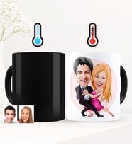 BK Gift Kişiye Özel Sevgililer Karikatürlü Sihirli Kupa Bardak - 13
