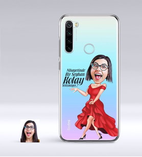 BK Gift Kişiye Özel Bayan Kolay Yetişmiyor Karikatürlü Xiaomi Redmi Note 8 İnce Şeffaf Silikon Telefon Kapağı-1 (Beyaz)