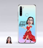 BK Gift Kişiye Özel Bayan Kolay Yetişmiyor Karikatürlü Xiaomi Redmi Note 8 İnce Şeffaf Silikon Telefon Kapağı-1 (Beyaz)